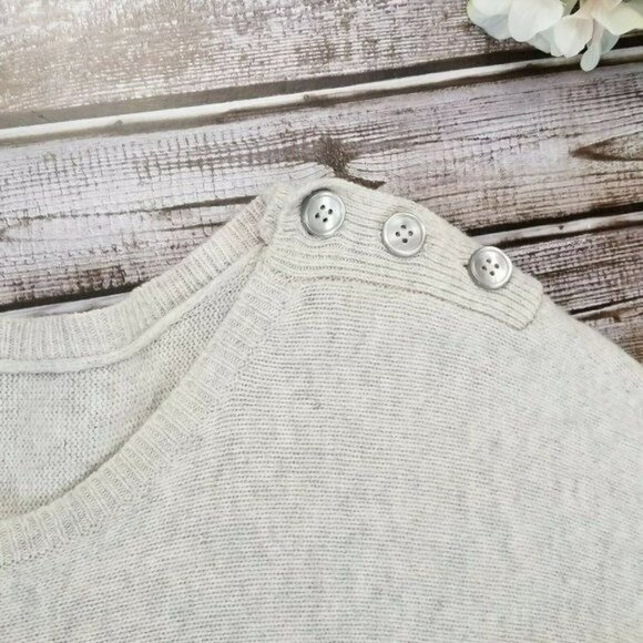 Ann Taylor Sweater M Lambswool Tan Natural Scoop Neck Knit - Picture 7 of 9
